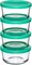 Set of 4 - 2 Cup Glass Food Storage Containers with Lids (Mixed Blue)